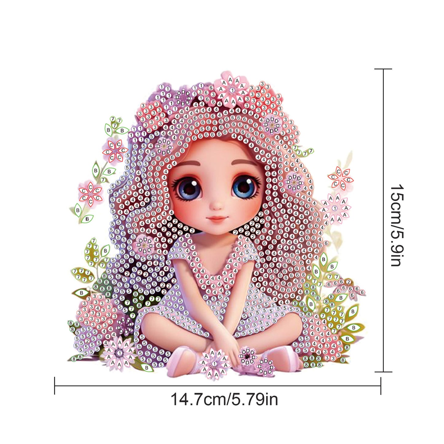 2pcs Elf Girl 2D Flat DIY Diamond Painting Set Diamond Art Pendant Wall Decor