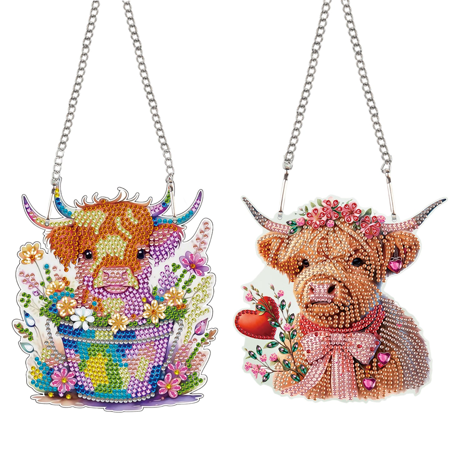 2pcs Yak 2D Flat DIY Diamond Painting Set Diamond Art Pendant Wall Decor