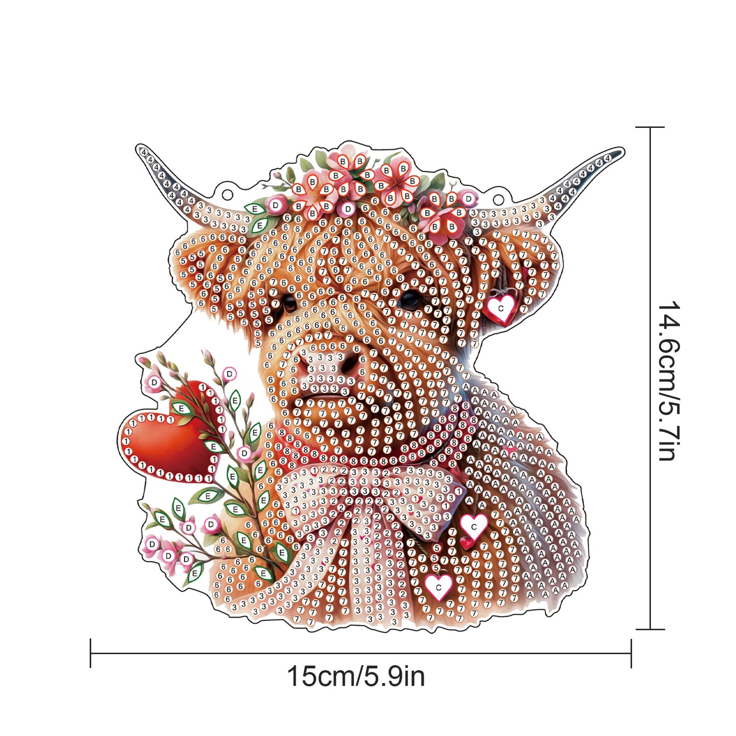 2pcs Yak 2D Flat DIY Diamond Painting Set Diamond Art Pendant Wall Decor