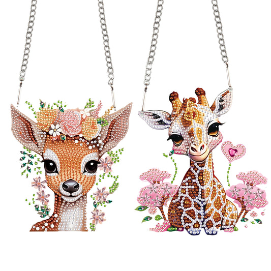 2pcs Giraffe 2D Flat DIY Diamond Painting Set Diamond Art Pendant Wall Decor
