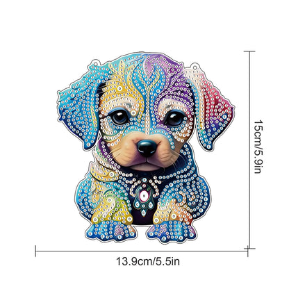 2pcs Dog Cat 2D Flat DIY Diamond Painting Set Diamond Art Pendant Wall Decor