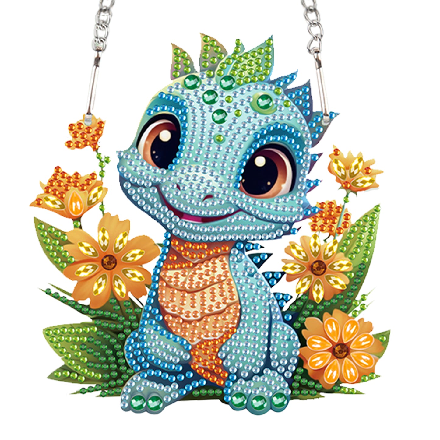 2pcs Dinosaur 2D Flat DIY Diamond Painting Set Diamond Art Pendant Wall Decor