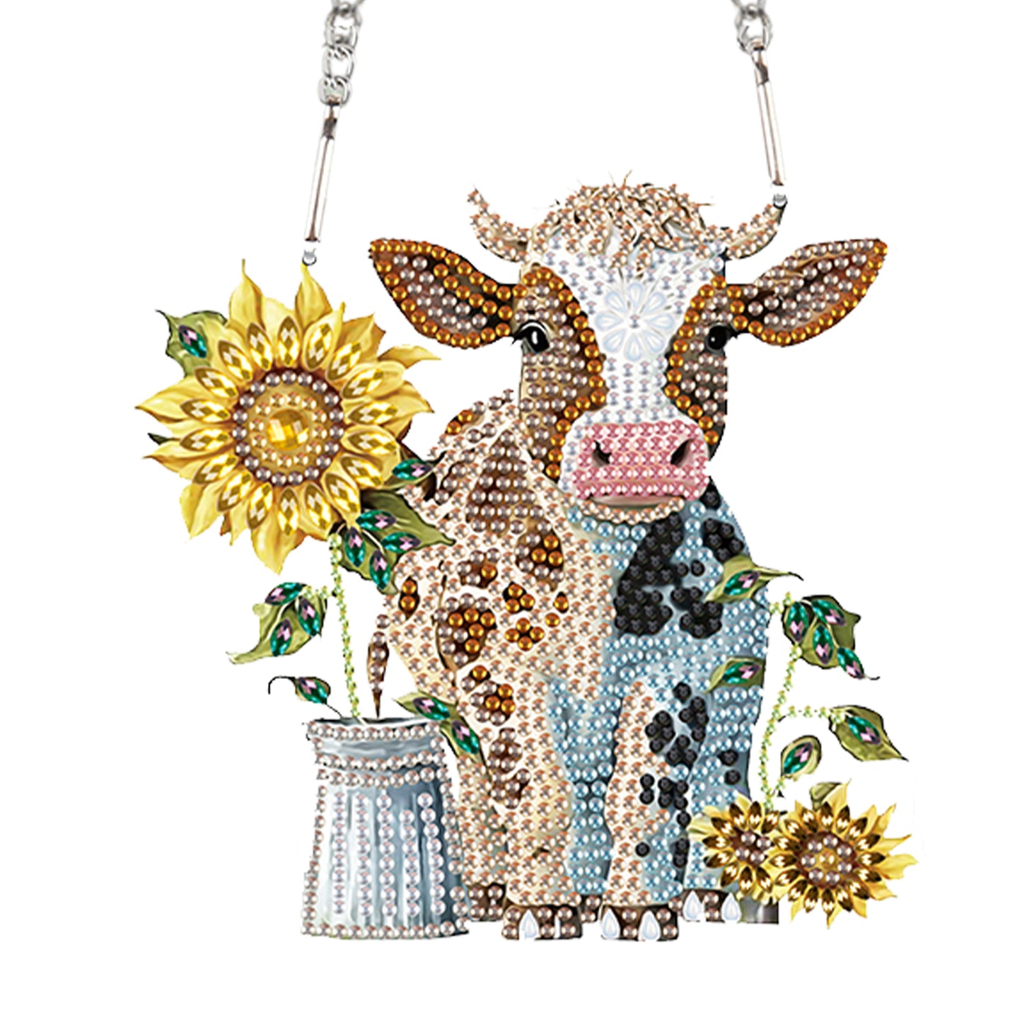 2pcs Cow 2D Flat DIY Diamond Painting Set Diamond Art Pendant Wall Door Decor