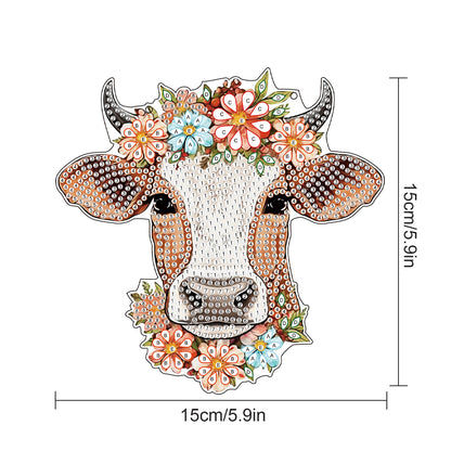 2pcs Cow 2D Flat DIY Diamond Painting Set Diamond Art Pendant Wall Door Decor