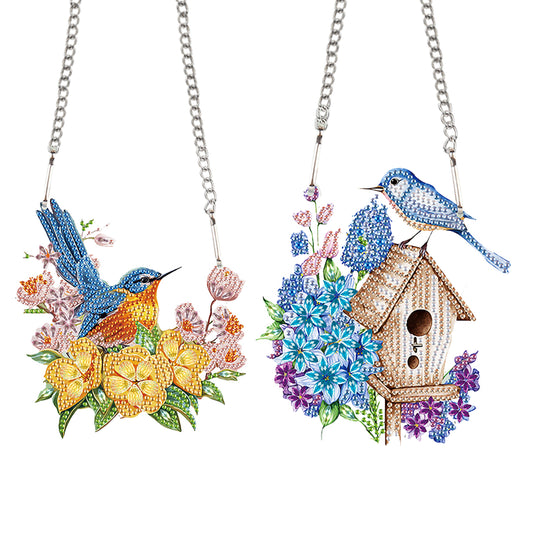 2pcs Flower Bird 2D Flat DIY Diamond Painting Set Diamond Art Pendant Wall Decor