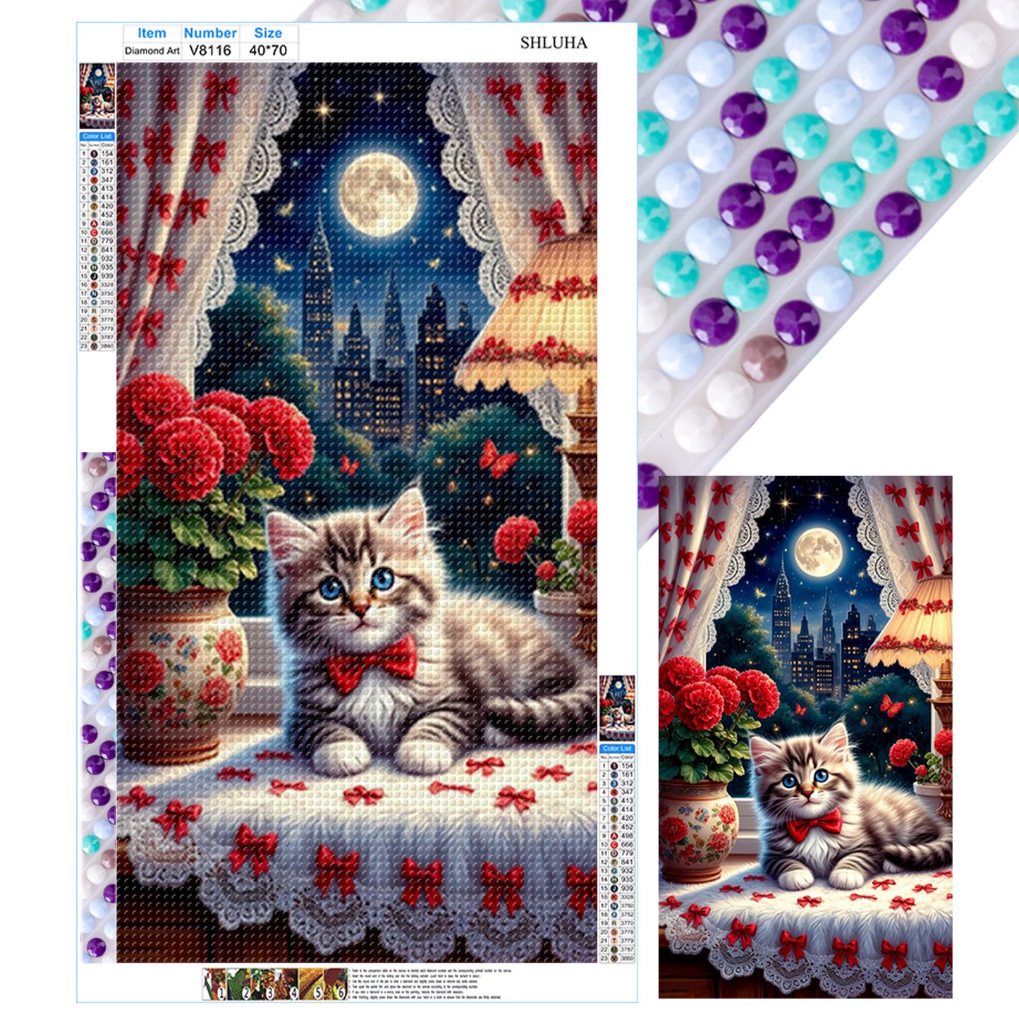 Cat On Windowsill - Full Round Drill Diamond Painting 40*70CM