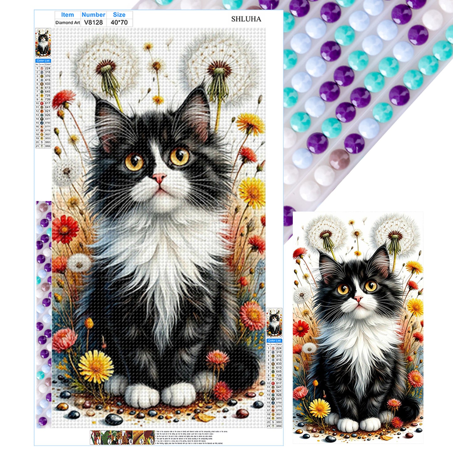 Cat - Full Round Drill Diamond Painting 40*70CM