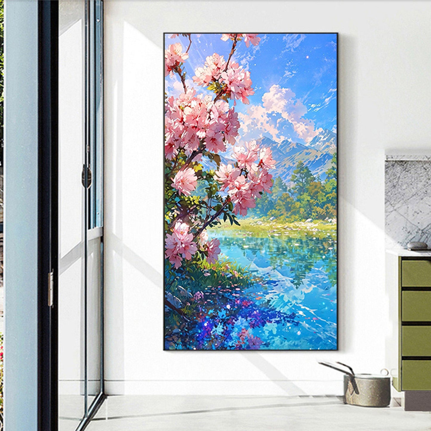 Flowers And Snowy Mountains - Full Round Drill Diamond Painting 40*70CM