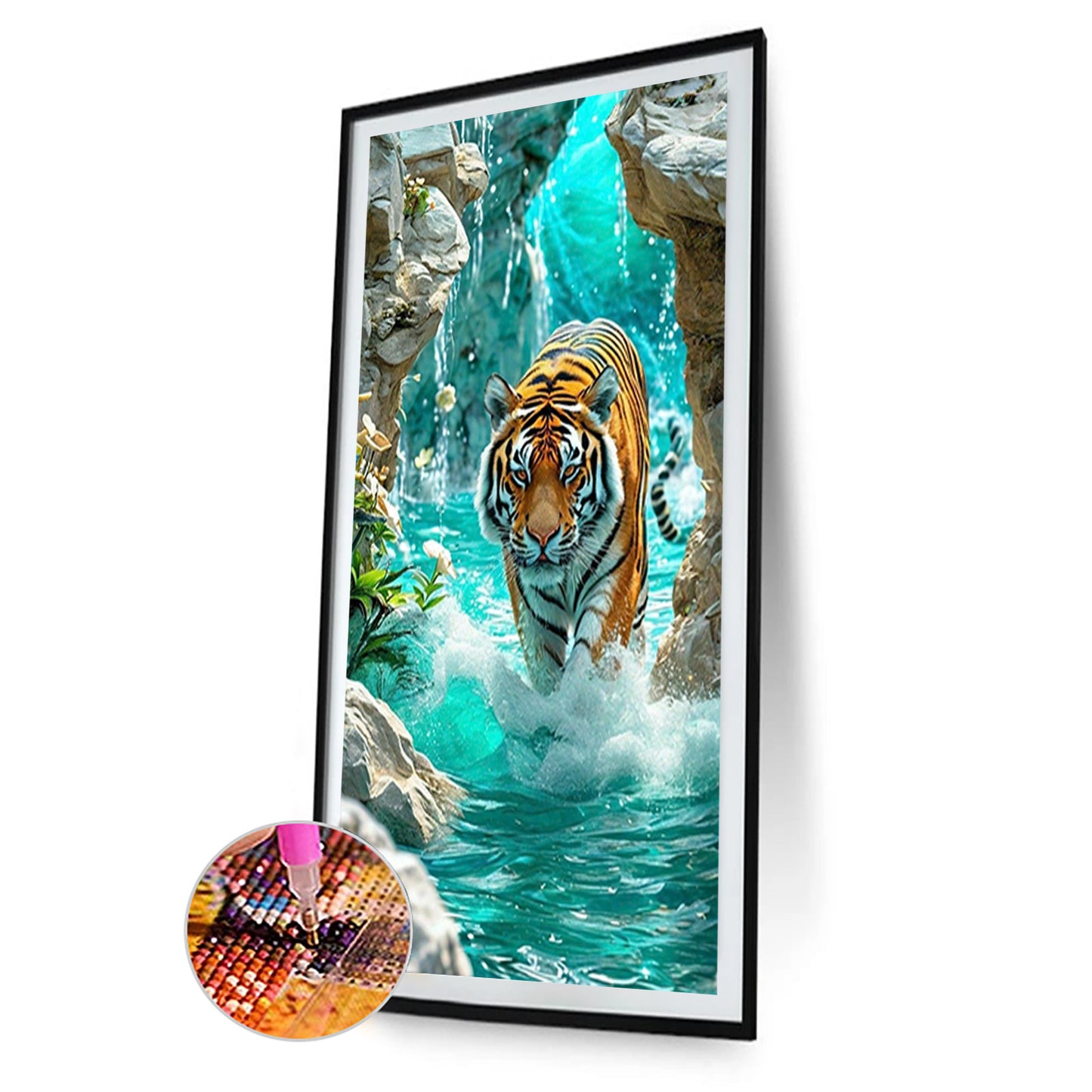 Tiger In Water - Full Round Drill Diamond Painting 40*70CM