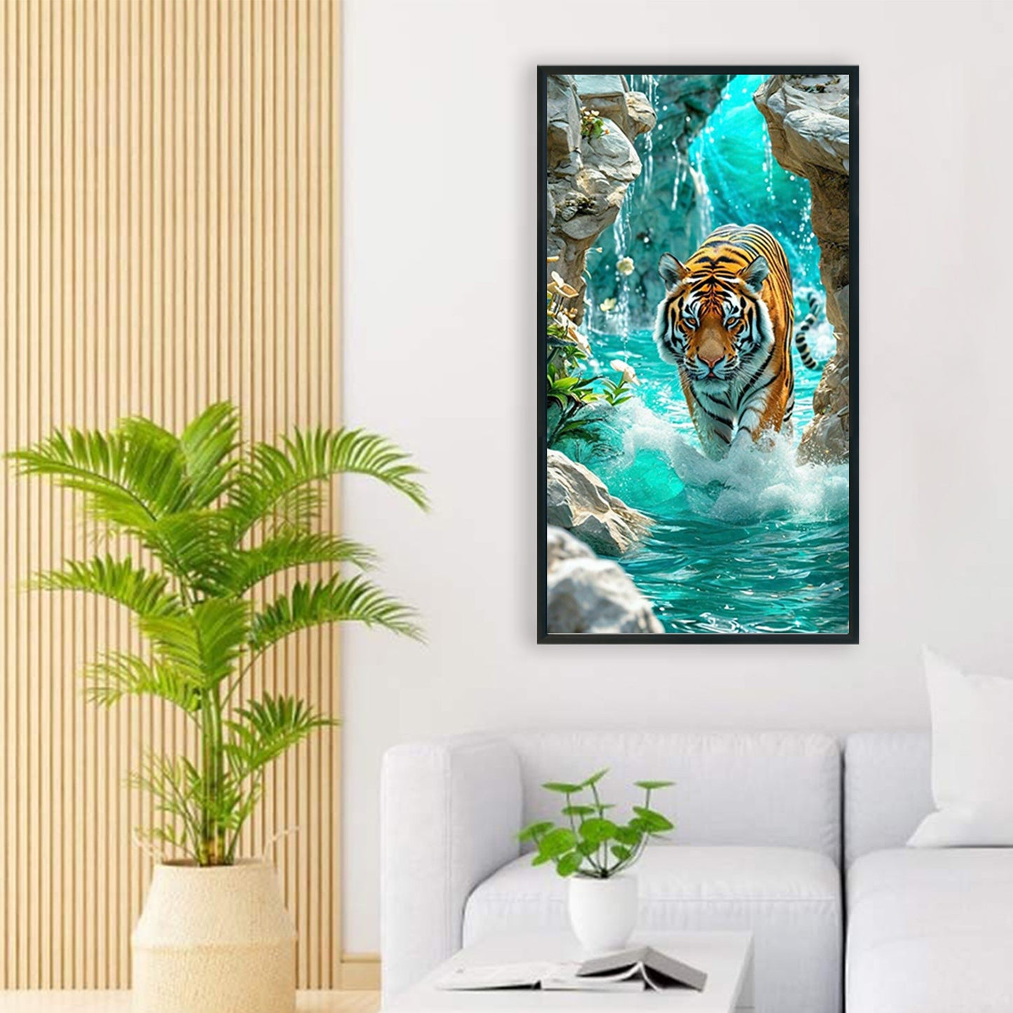 Tiger In Water - Full Round Drill Diamond Painting 40*70CM