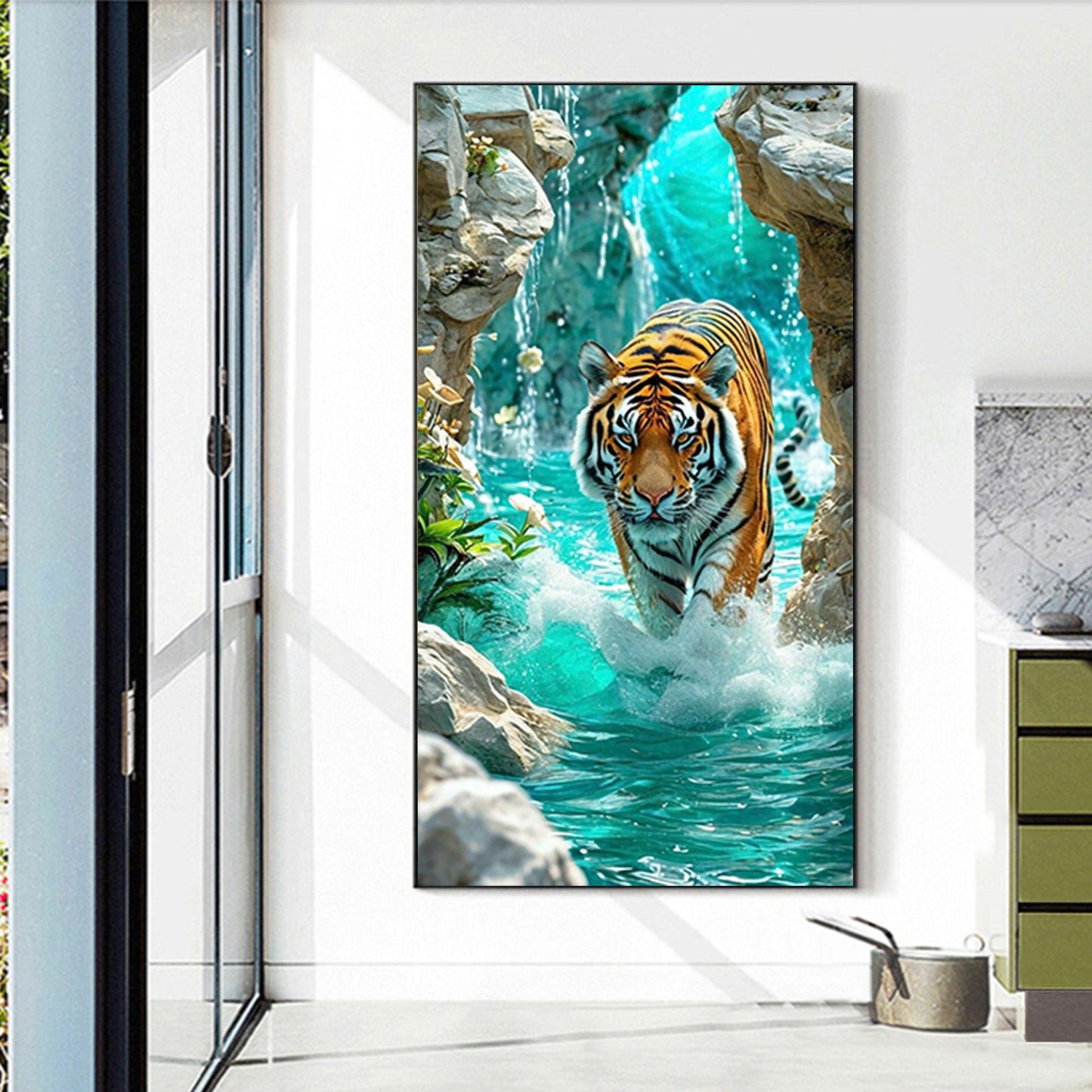 Tiger In Water - Full Round Drill Diamond Painting 40*70CM
