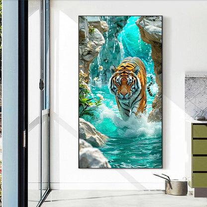 Tiger In Water - Full Round Drill Diamond Painting 40*70CM