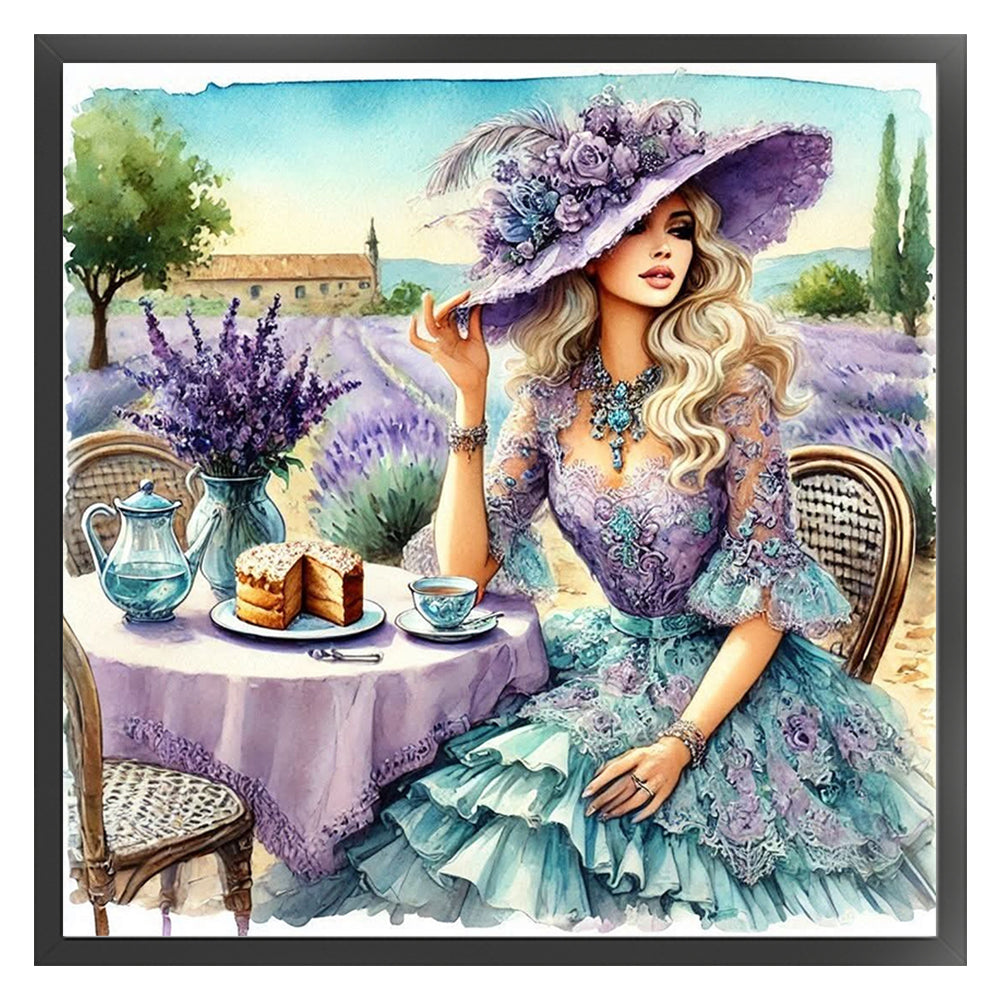 Woman Having Afternoon Tea - 11CT Stamped Cross Stitch 40*40CM