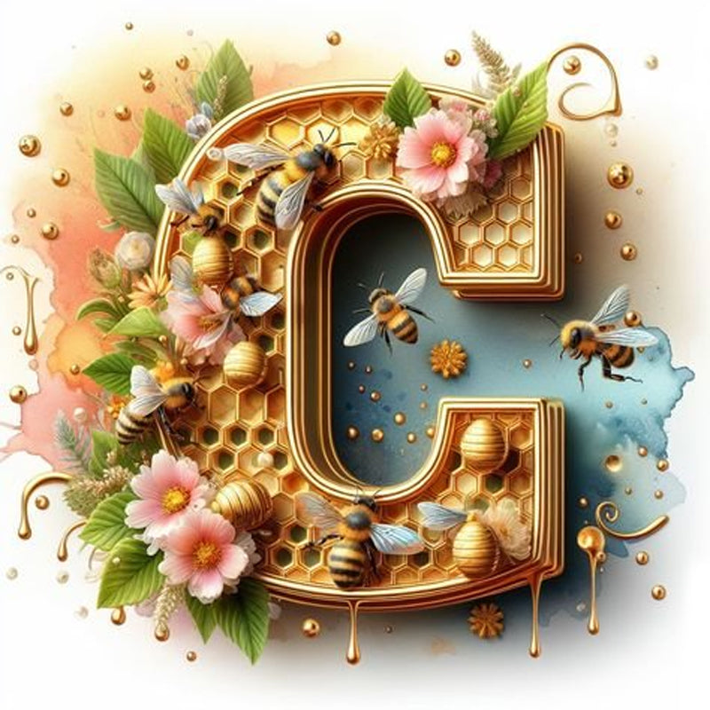 The Letter C For Bees - Full Round Drill Diamond Painting 30*30CM