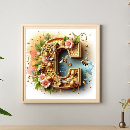 The Letter C With A Bee - Full Round Drill Diamond Painting 30*30CM