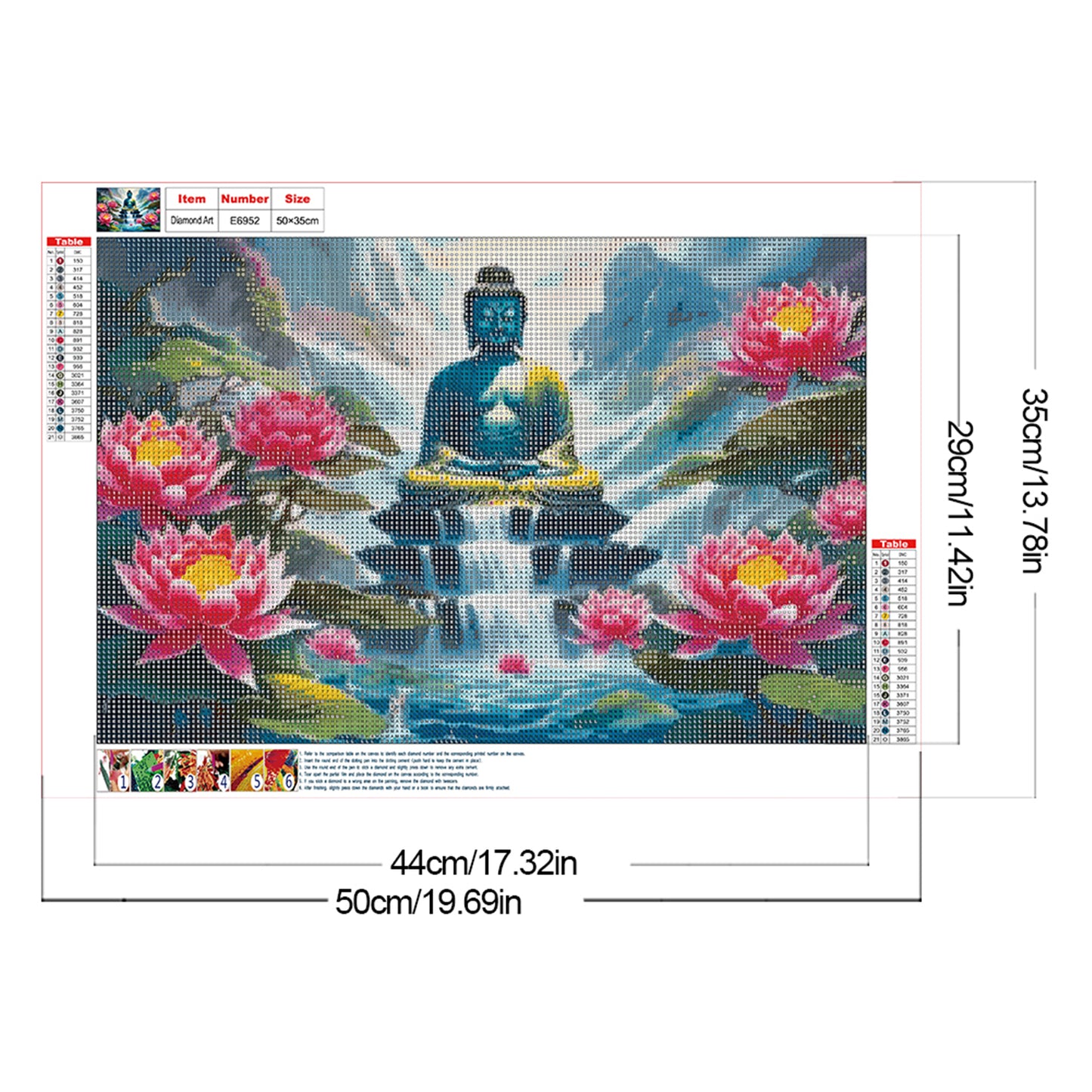 Lotus And Buddha Statue - Full Round Drill Diamond Painting 50*35CM