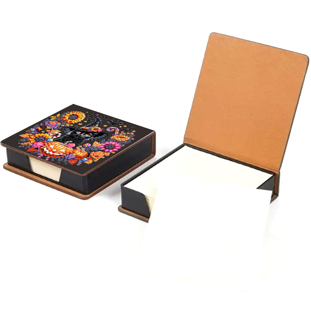 5D DIY PU Diamond Art Note Box with 160 Sheets Paper Mosaic Kit (Halloween)