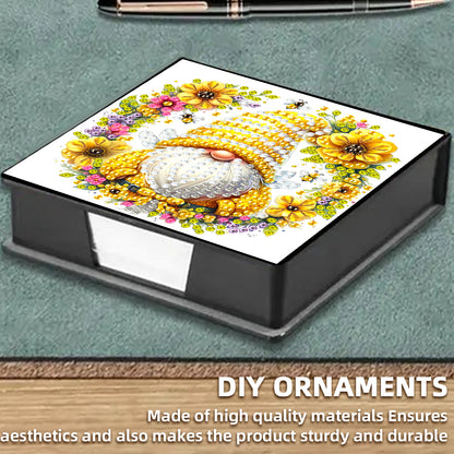 5D DIY PU Diamond Art Note Box with 160 Sheets Paper Memo Pad Holder (Bee)