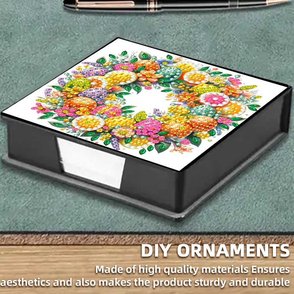 5D DIY PU Diamond Art Note Box with 160 Sheets Paper Memo Pad Holder (Fruit)
