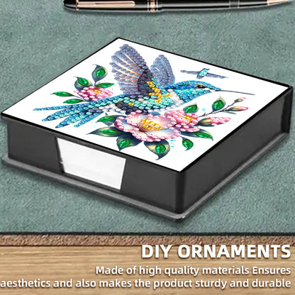 5D DIY PU Diamond Art Note Box with 160 Sheets Paper Memo Pad Holder (Bird)