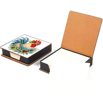 5D DIY PU Diamond Art Note Box with 160 Sheets Paper Memo Pad Holder (Chicken)