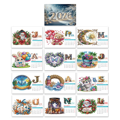 5D/DIY Diamond Painting Calendar Kit Partial Drill Diamond Art Paper Calendar