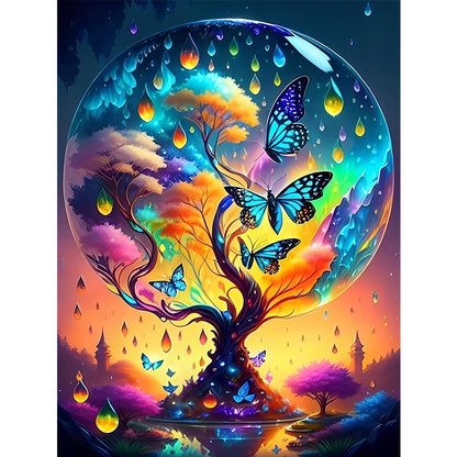 Tree Of Life With Butterflies - Full Round Drill Diamond Painting 30*40CM