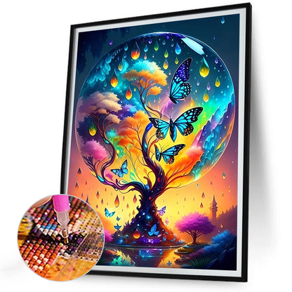 Tree Of Life With Butterflies - Full Round Drill Diamond Painting 30*40CM