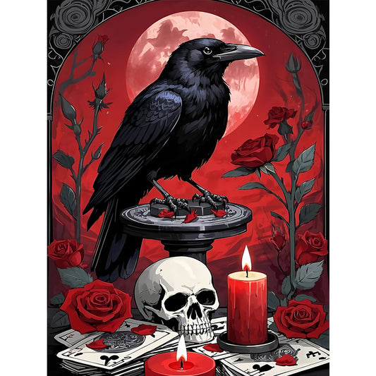 Skull And Crow - Full Round Drill Diamond Painting 30*40CM