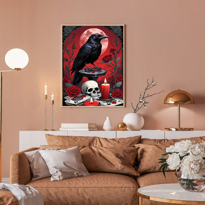 Skull And Crow - Full Round Drill Diamond Painting 30*40CM