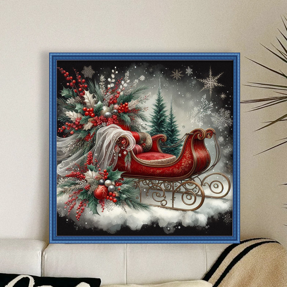 Sleigh - 11CT Stamped Cross Stitch 45*45CM