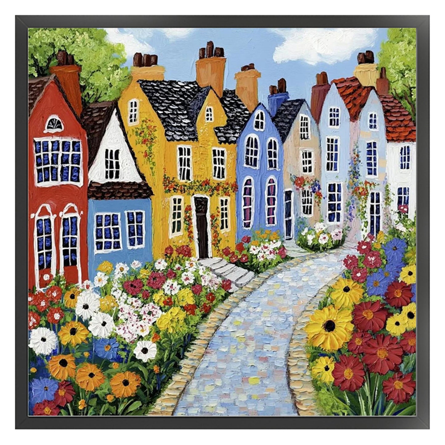Colorful Houses - 14CT Stamped Cross Stitch 40*40CM
