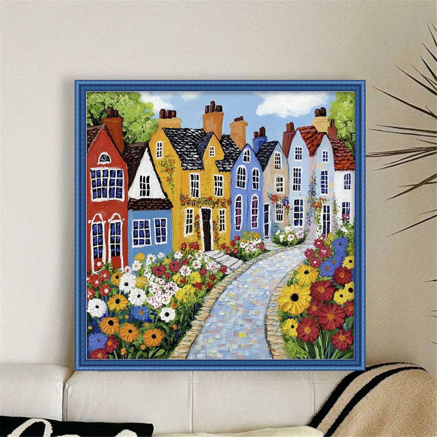 Colorful Houses - 14CT Stamped Cross Stitch 40*40CM