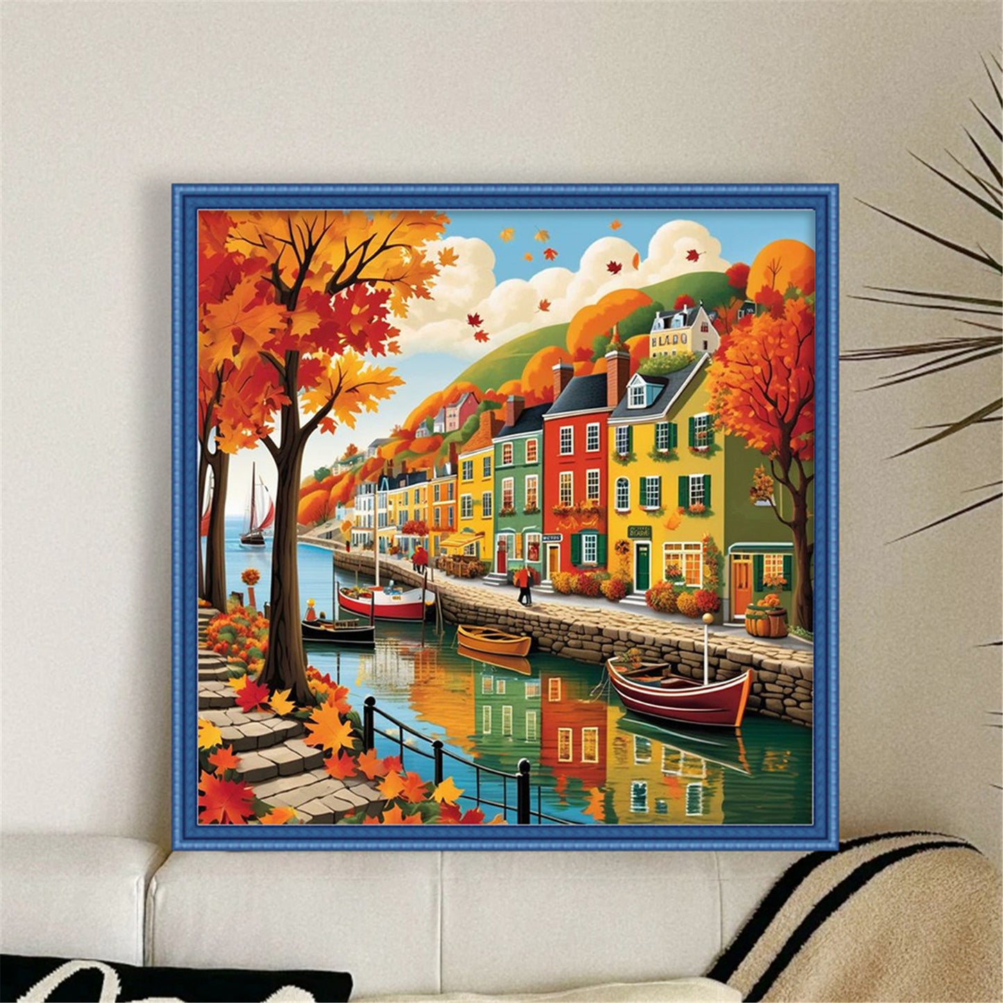 Colorful Houses - 14CT Stamped Cross Stitch 40*40CM
