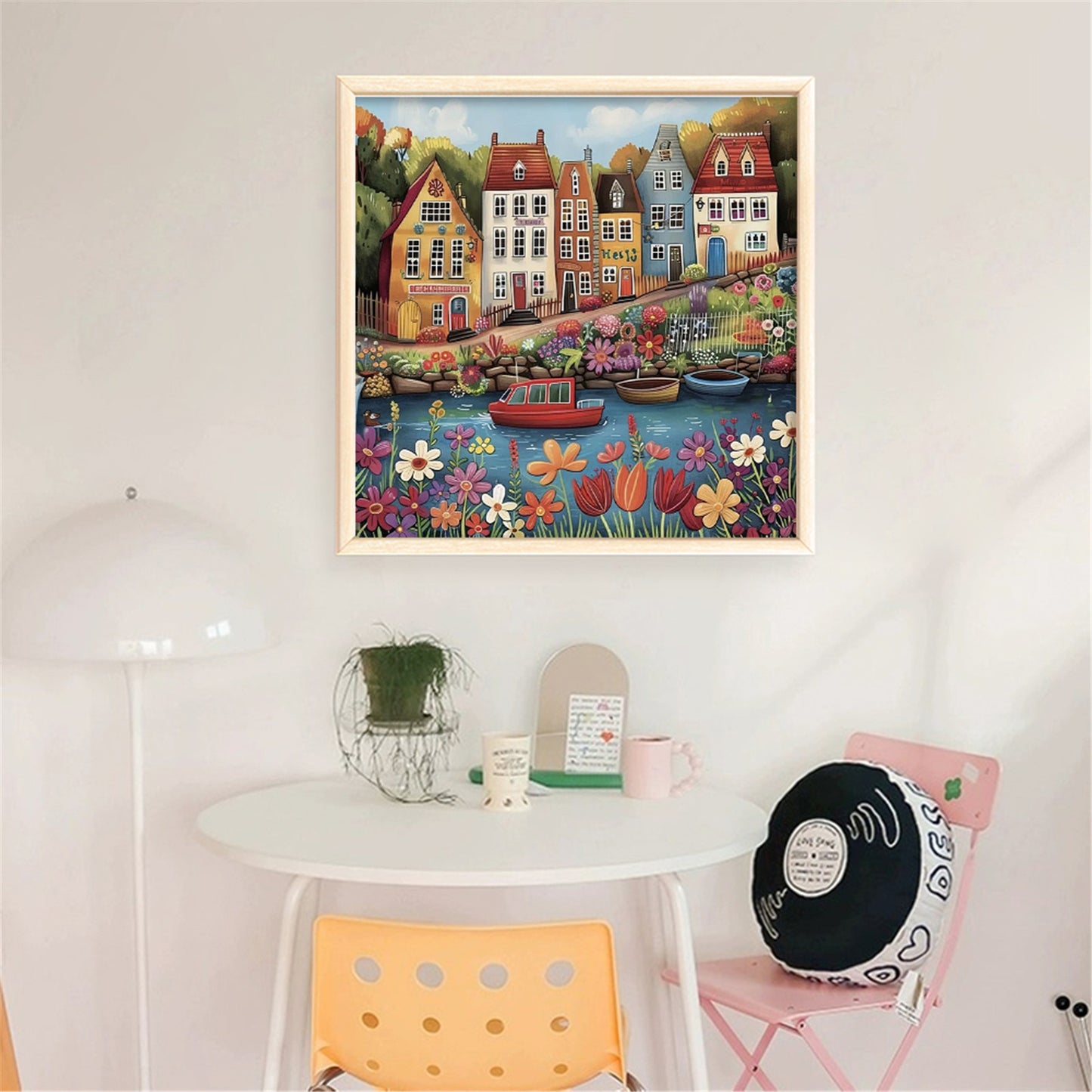 Colorful Houses - 14CT Stamped Cross Stitch 40*40CM