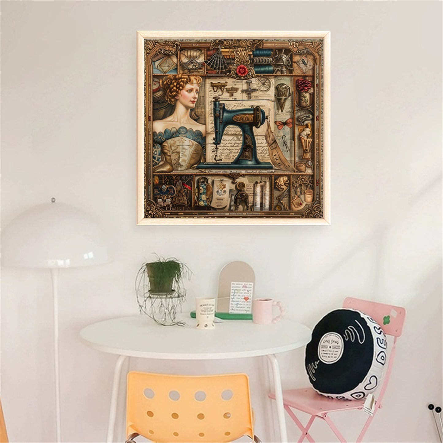 Woman With Sewing Machine - 14CT Stamped Cross Stitch 40*40CM