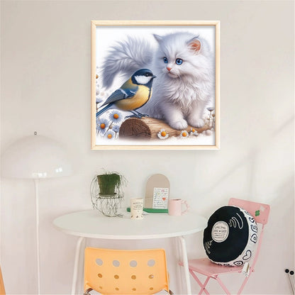 Cat And Robin - 11CT Stamped Cross Stitch 40*40CM