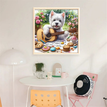 Guitar Schnauzer - 11CT Stamped Cross Stitch 40*40CM