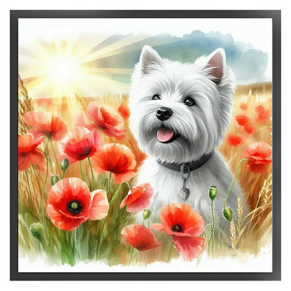 Poppy Schnauzer - 11CT Stamped Cross Stitch 40*40CM