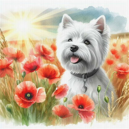 Poppy Schnauzer - 11CT Stamped Cross Stitch 40*40CM