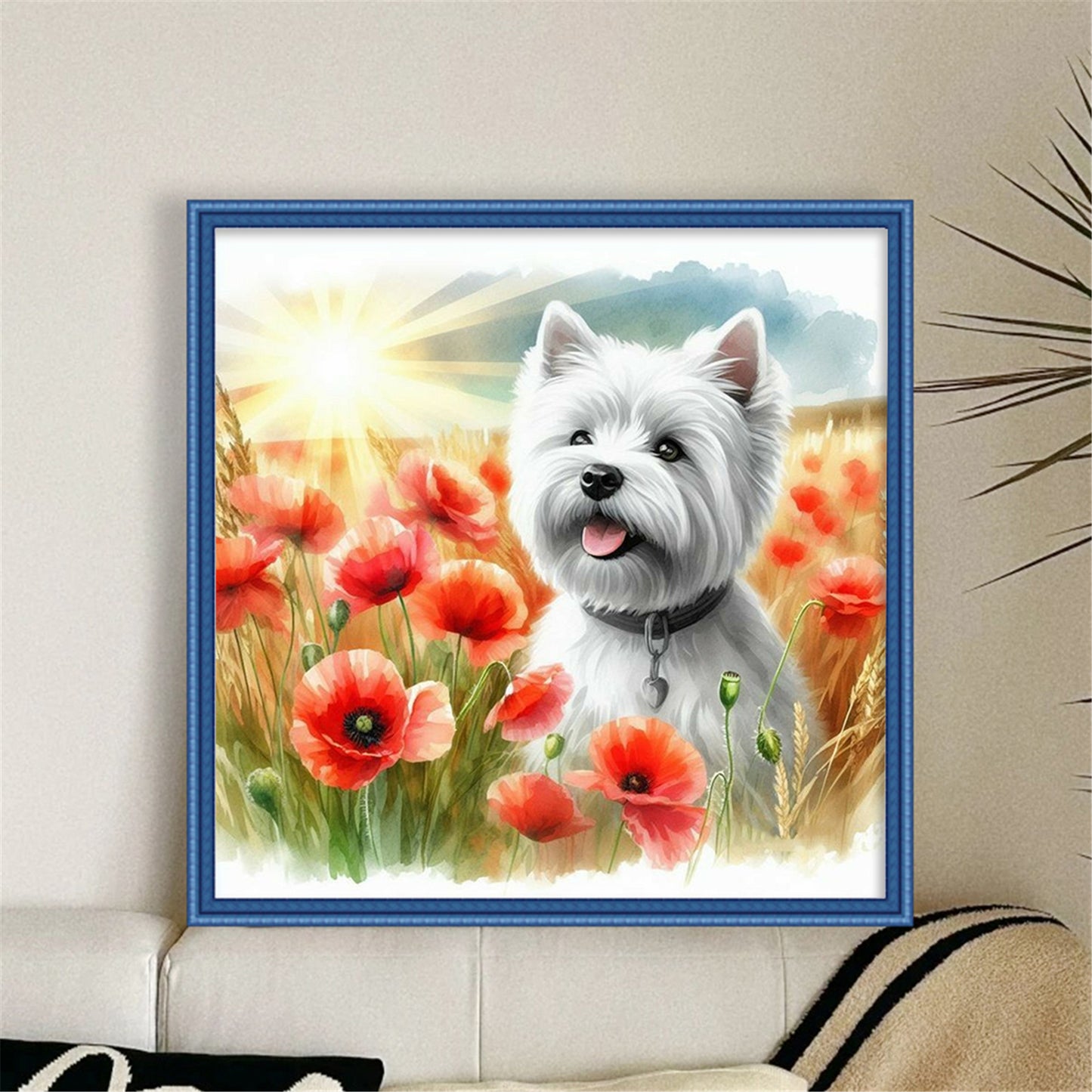 Poppy Schnauzer - 11CT Stamped Cross Stitch 40*40CM
