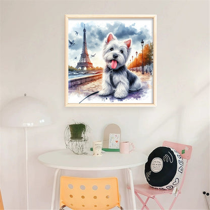 Eiffel Tower Schnauzer - 11CT Stamped Cross Stitch 40*40CM