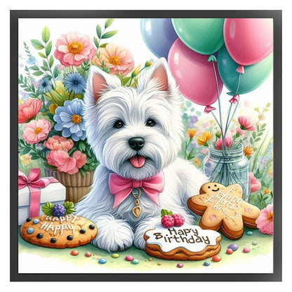 Flower Cookie Schnauzer - 11CT Stamped Cross Stitch 40*40CM