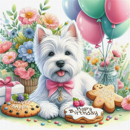 Flower Cookie Schnauzer - 11CT Stamped Cross Stitch 40*40CM