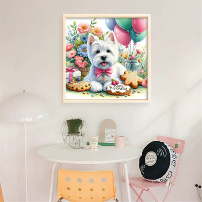 Flower Cookie Schnauzer - 11CT Stamped Cross Stitch 40*40CM