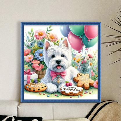 Flower Cookie Schnauzer - 11CT Stamped Cross Stitch 40*40CM