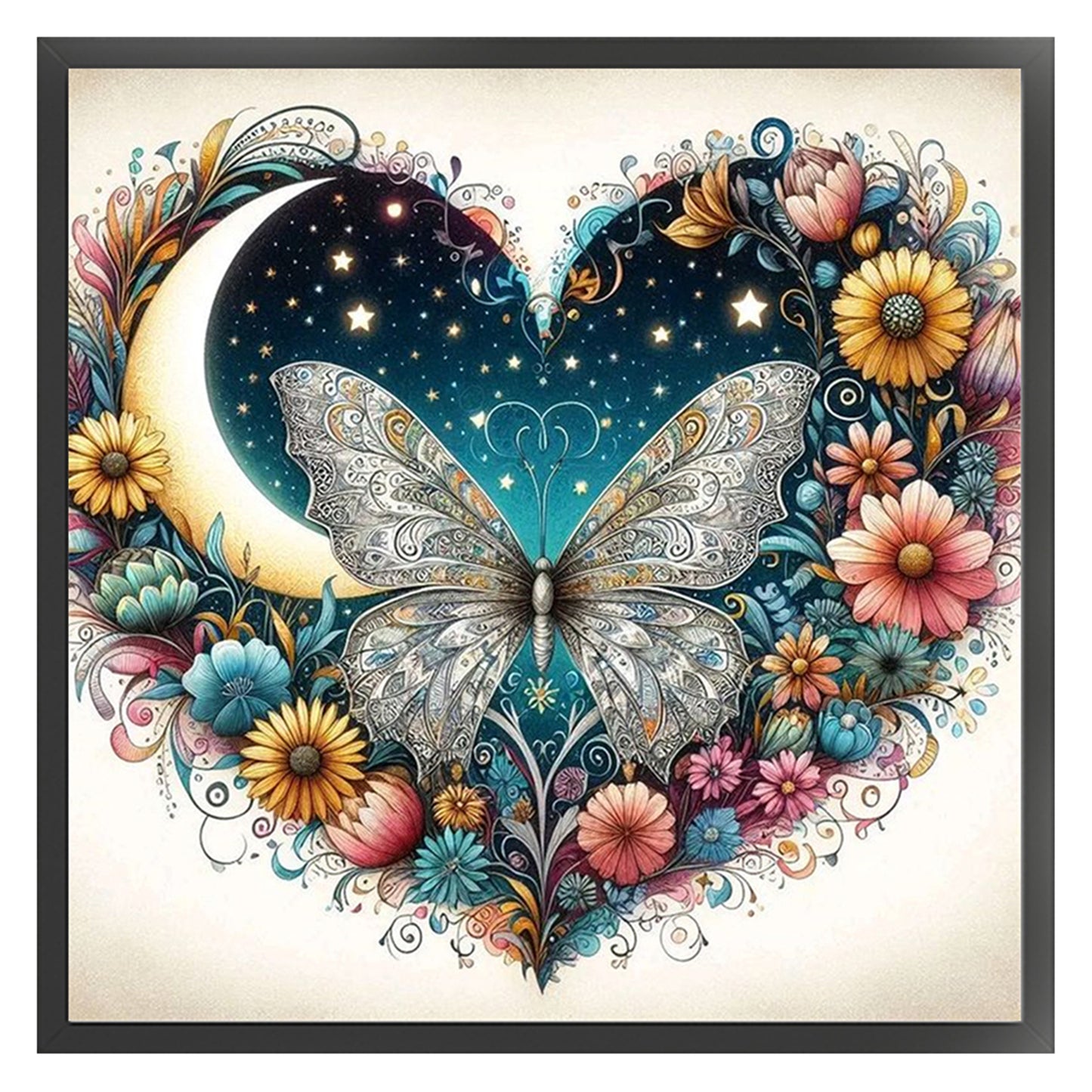 Heart-Shaped Flowers - 11CT Stamped Cross Stitch 40*40CM