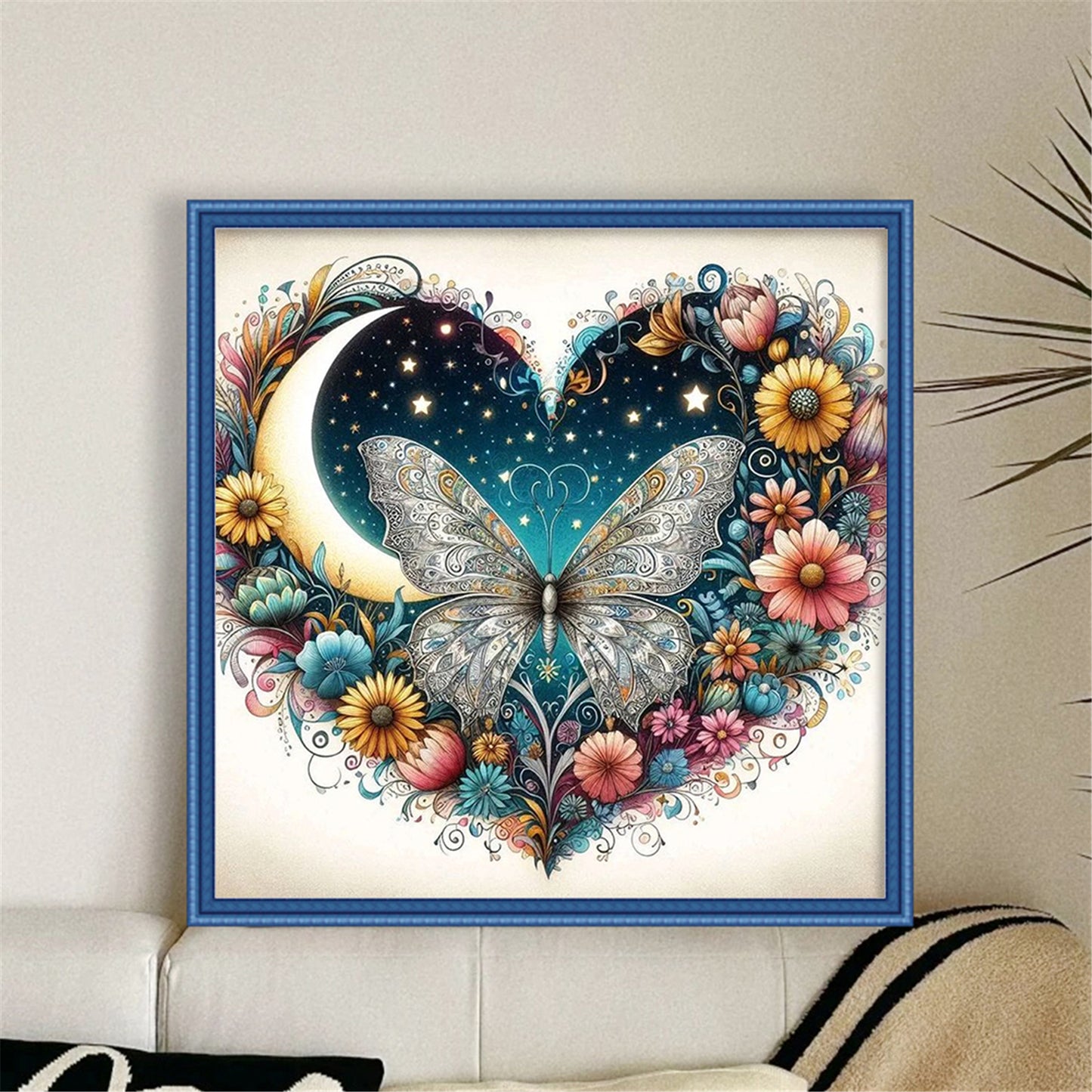 Heart-Shaped Flowers - 11CT Stamped Cross Stitch 40*40CM