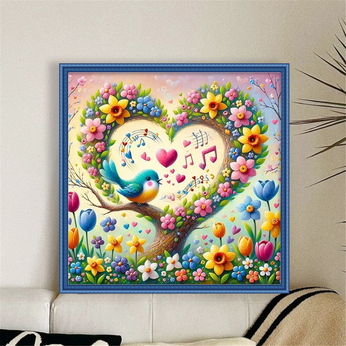 Heart-Shaped Flowers - 11CT Stamped Cross Stitch 40*40CM