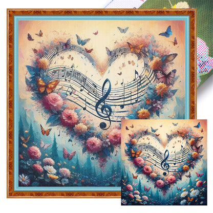 Heart-Shaped Flowers - 11CT Stamped Cross Stitch 40*40CM